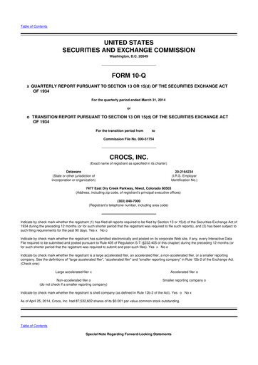 Thumbnail Crocs 10-Q Quarterly Report FY2014 