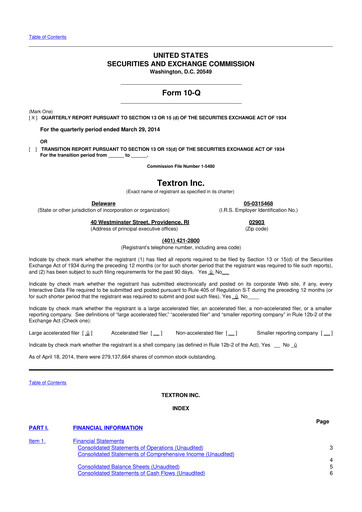 Thumbnail Textron 10-Q Quarterly Report FY2014 