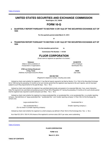 Thumbnail Fluor Corporation
 10-Q Quarterly Report FY2014 