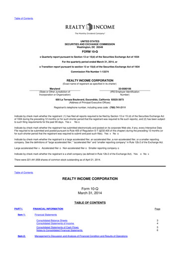 Vorschaubild Realty Income 10-Q Quartalsbericht 2014 