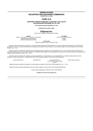 Thumbnail Citigroup 10-Q Quarterly Report FY2014 