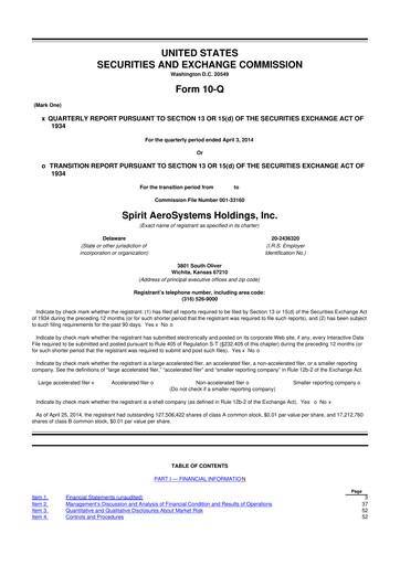 Thumbnail Spirit AeroSystems 10-Q Quarterly Report FY2014 