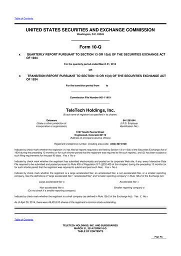 Thumbnail TTEC 10-Q Quarterly Report FY2014 