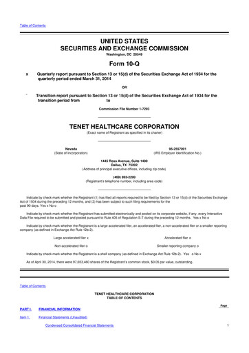 Thumbnail Tenet Healthcare 10-Q Quarterly Report FY2014 