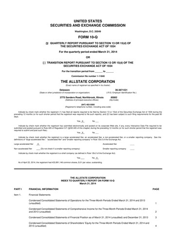 Thumbnail Allstate 10-Q Quarterly Report FY2014 