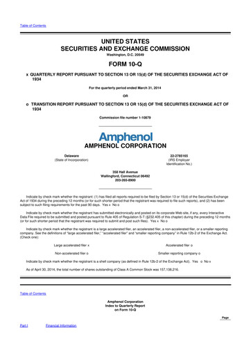 Thumbnail Amphenol 10-Q Quarterly Report FY2014 
