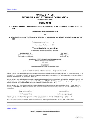 Vorschaubild Tutor Perini Corporation
 10-Q Quartalsbericht 2014 