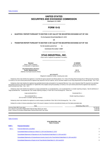 Thumbnail STAG Industrial 10-Q Quarterly Report FY2014 