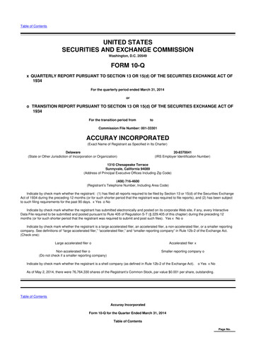 Thumbnail Accuray 10-Q Quarterly Report FY2014 