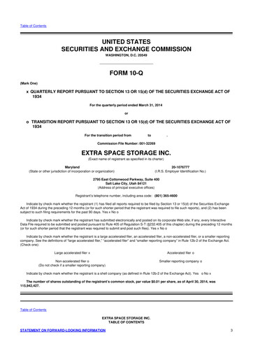 Vorschaubild Extra Space Storage
 10-Q Quartalsbericht 2014 