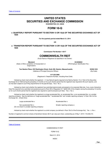 Thumbnail Equity Commonwealth 10-Q Quarterly Report FY2014 
