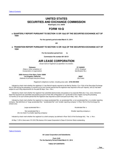 Thumbnail Air Lease Corporation
 10-Q Quarterly Report FY2014 