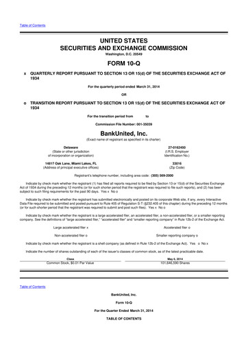 Vorschaubild BankUnited
 10-Q Quartalsbericht  