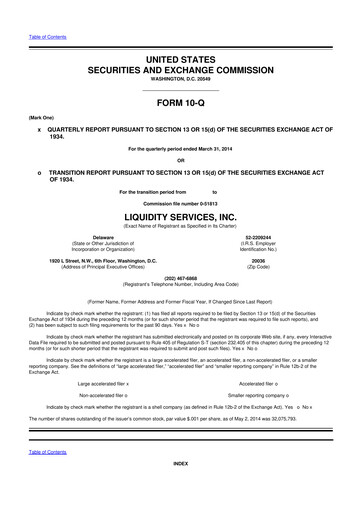 Thumbnail Liquidity Services
 10-Q Quarterly Report FY2014 