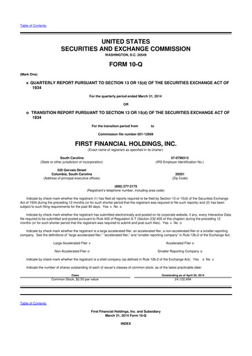 Thumbnail South State Corp 10-Q Quarterly Report FY2014 