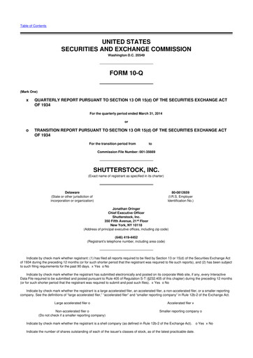 Miniature Shutterstock 10-Q Rapport trimestriel 2014 