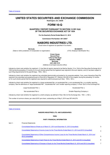 Vorschaubild Nabors Industries
 10-Q Quartalsbericht 2014 