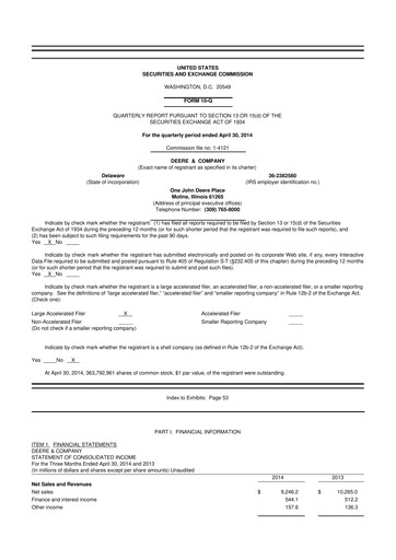 Thumbnail Deere & Company (John Deere) 10-Q Quarterly Report FY2014 