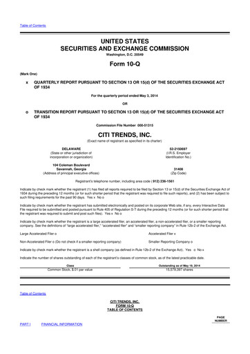 Thumbnail Citi Trends, Inc. 10-Q Quarterly Report FY 