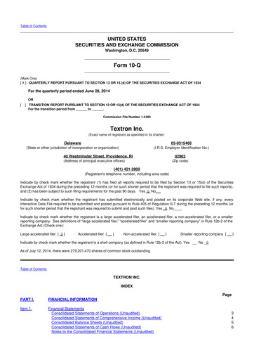 Thumbnail Textron 10-Q Quarterly Report FY2014 