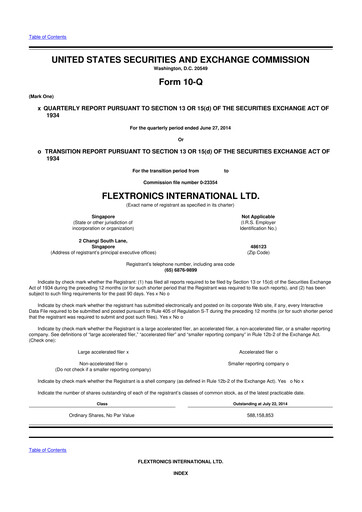 Thumbnail Flex 10-Q Quarterly Report FY2015 