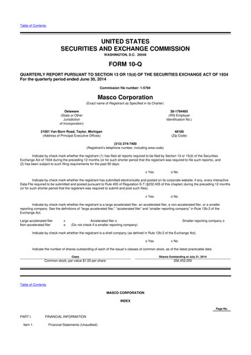 Thumbnail Masco 10-Q Quarterly Report FY2014 