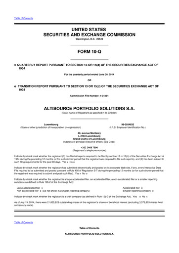 Vorschaubild Altisource Portfolio Solutions
 10-Q Quartalsbericht 2014 