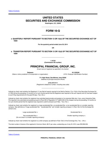 Thumbnail Principal Financial Group 10-Q Quarterly Report FY2014 