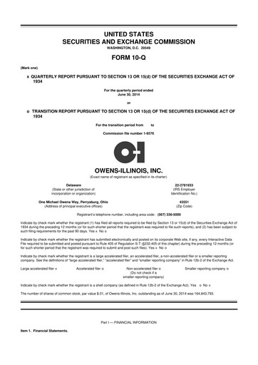 Thumbnail O-I Glass
 10-Q Quarterly Report FY2014 