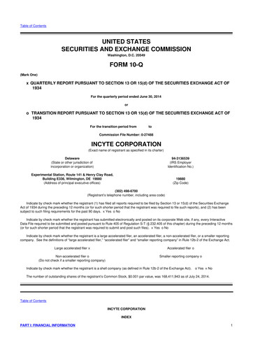 Thumbnail Incyte 10-Q Quarterly Report FY2014 