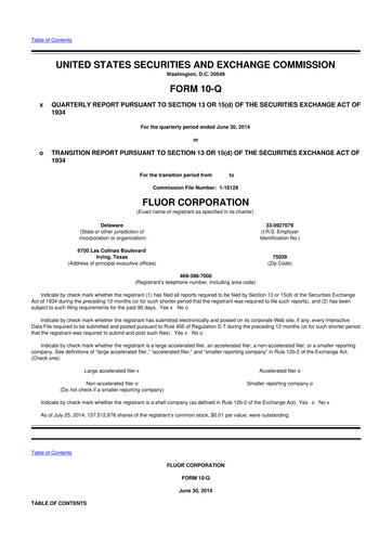 Thumbnail Fluor Corporation
 10-Q Quarterly Report FY2014 