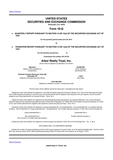 Thumbnail Arbor Realty Trust
 10-Q Quarterly Report FY2014 