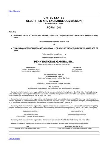 Thumbnail PENN Entertainment
 10-Q Quarterly Report FY2014 