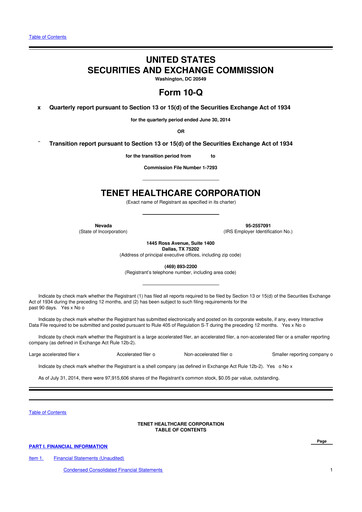 Thumbnail Tenet Healthcare 10-Q Quarterly Report FY2014 