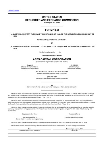 Thumbnail Ares Capital
 10-Q Quarterly Report FY 