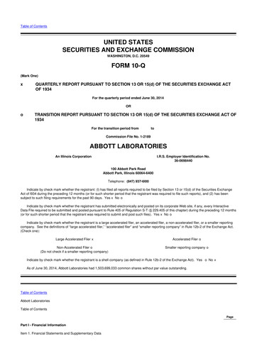 Thumbnail Abbott Laboratories 10-Q Quarterly Report FY2014 