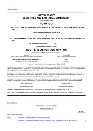 Thumbnail Southern Copper 10-Q Quarterly Report FY2014 