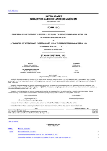Thumbnail STAG Industrial 10-Q Quarterly Report FY2014 