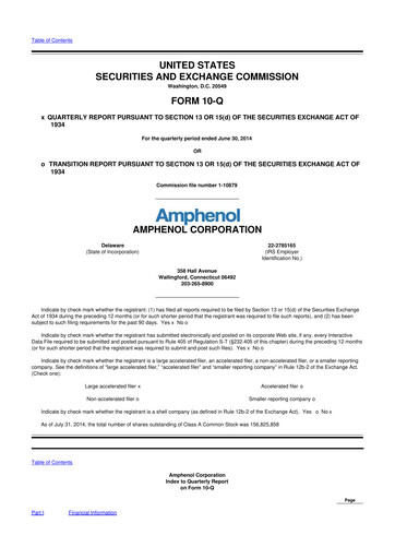 Thumbnail Amphenol 10-Q Quarterly Report FY2014 