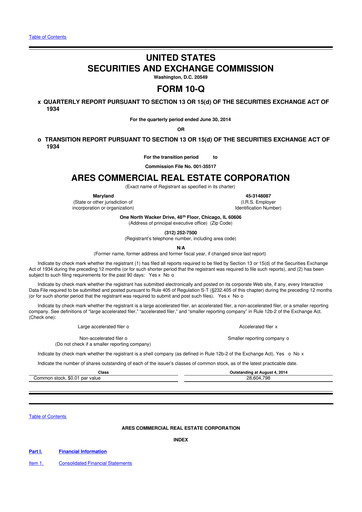 Thumbnail Ares Commercial Real Estate 10-Q Quarterly Report FY2014 