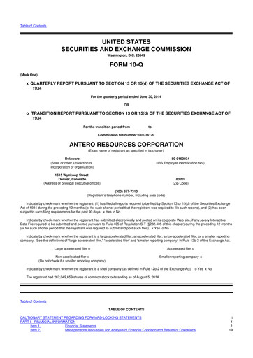 Vorschaubild Antero Resources
 10-Q Quartalsbericht 2014 
