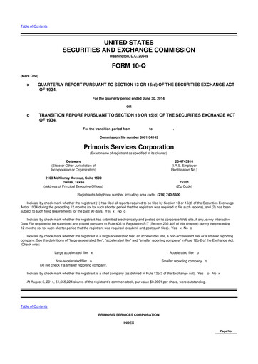 Thumbnail Primoris Services Corporation
 10-Q Quarterly Report FY2014 