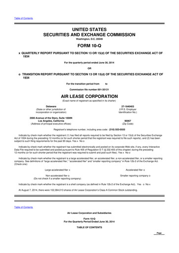 Thumbnail Air Lease Corporation
 10-Q Quarterly Report FY2014 