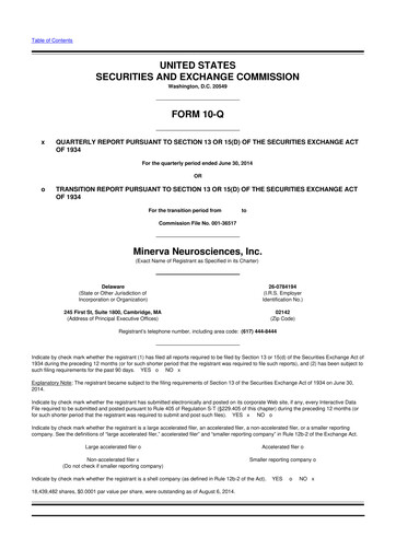 Thumbnail Minerva Neurosciences
 10-Q Quarterly Report FY 