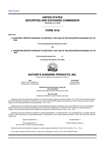 Thumbnail Nature's Sunshine Products 10-Q Quarterly Report FY2014 