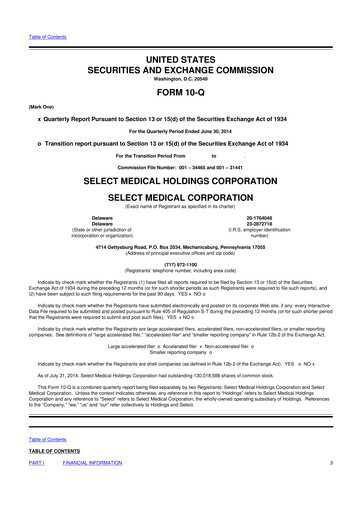 Miniature Select Medical Holdings 10-Q Rapport trimestriel 2014 
