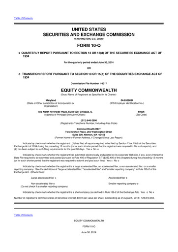 Thumbnail Equity Commonwealth 10-Q Quarterly Report FY2014 