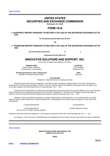 Miniature Innovative Solutions and Support 10-Q Rapport trimestriel 2014 