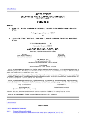 Thumbnail Axcelis Technologies
 10-Q Quarterly Report FY2014 