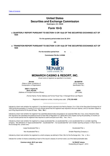 Thumbnail Monarch Casino & Resort 10-Q Quarterly Report FY2014 